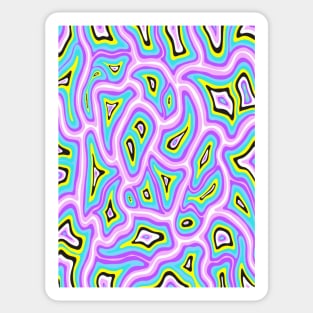 80s Abstract Retro Liquid Marble Swirl, Purple Blue Yellow Black White Sticker
